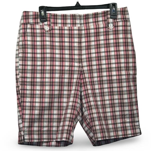 Tehama Nancy Haley Collab Golf Shorts Women's Size 10 Plaid Golfer Performance - Picture 1 of 3